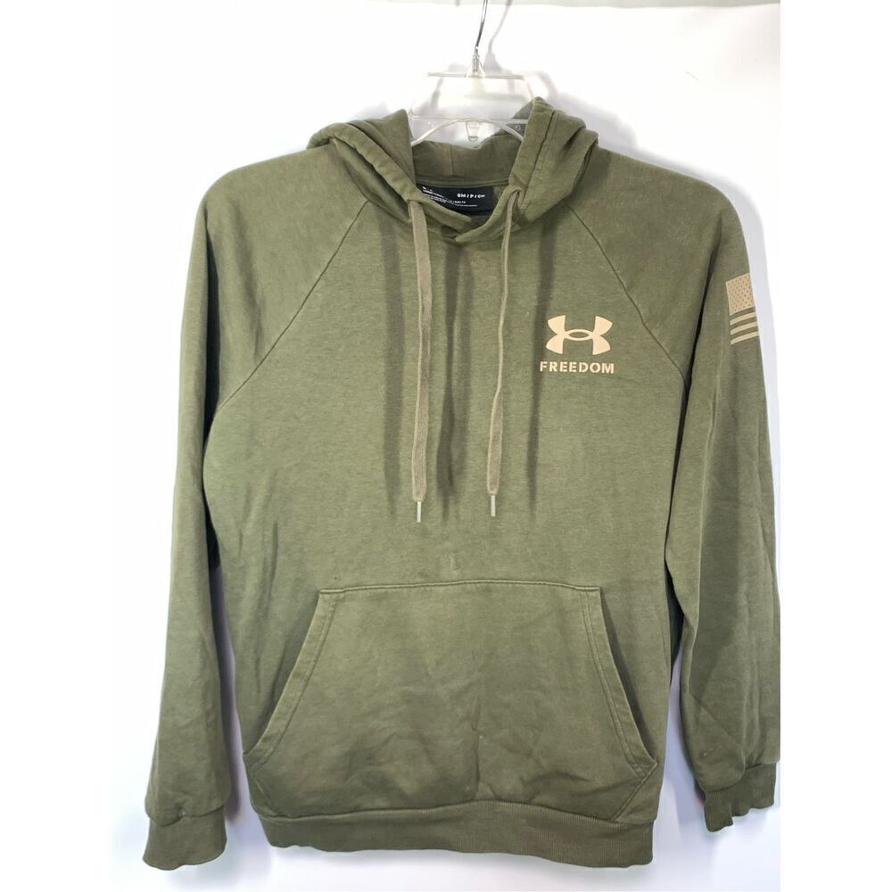 -2.  Under Armour mens Long Sleeve Freedom Graphic Pullover Hoodie Green Size S